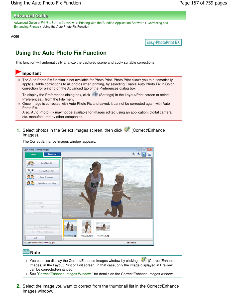 Using the auto photo fix function | Canon mp495 User Manual | Page 157 / 759