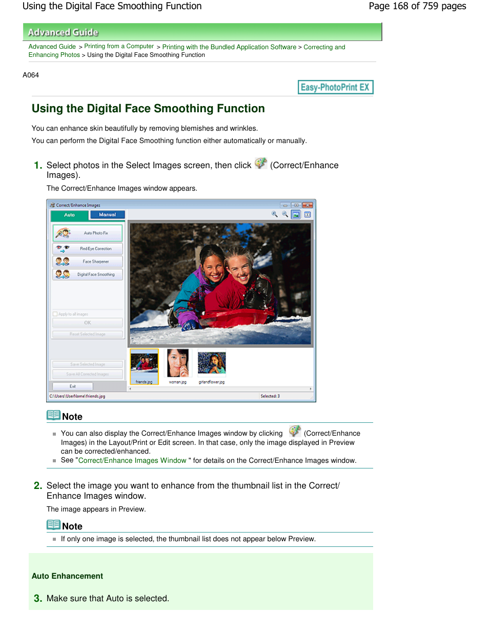 Using the digital face smoothing function | Canon mp495 User Manual | Page 168 / 759