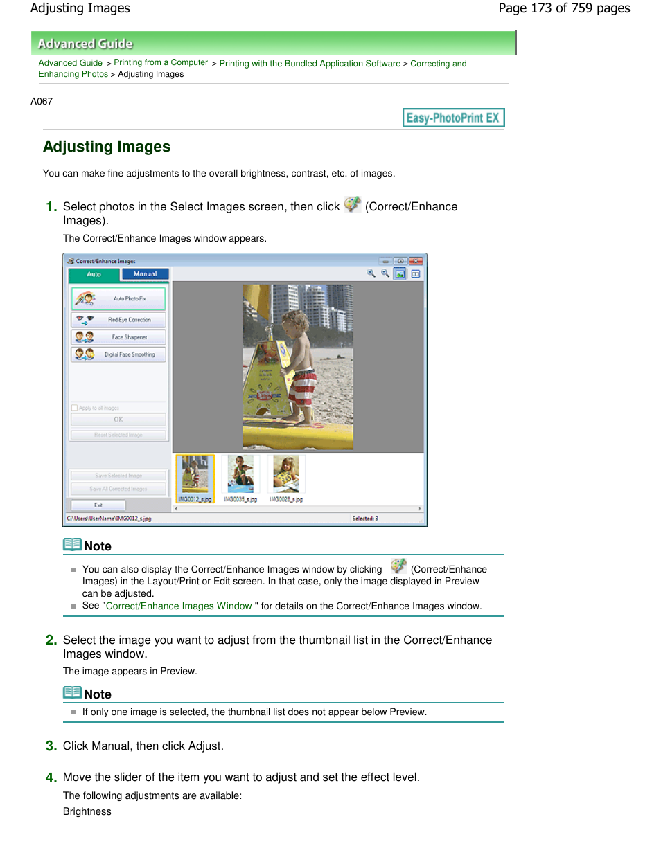 Adjusting images | Canon mp495 User Manual | Page 173 / 759