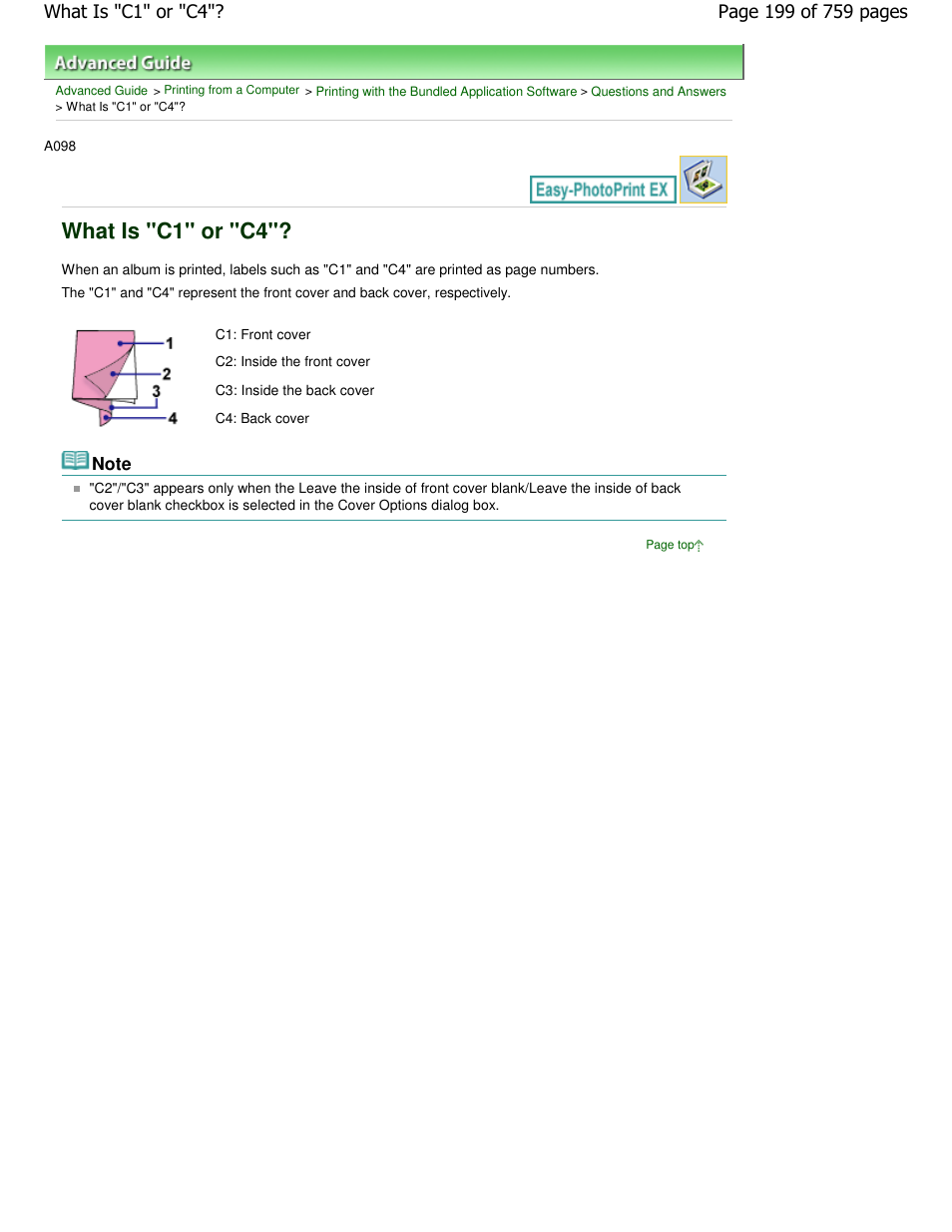 What is "c1" or "c4 | Canon mp495 User Manual | Page 199 / 759