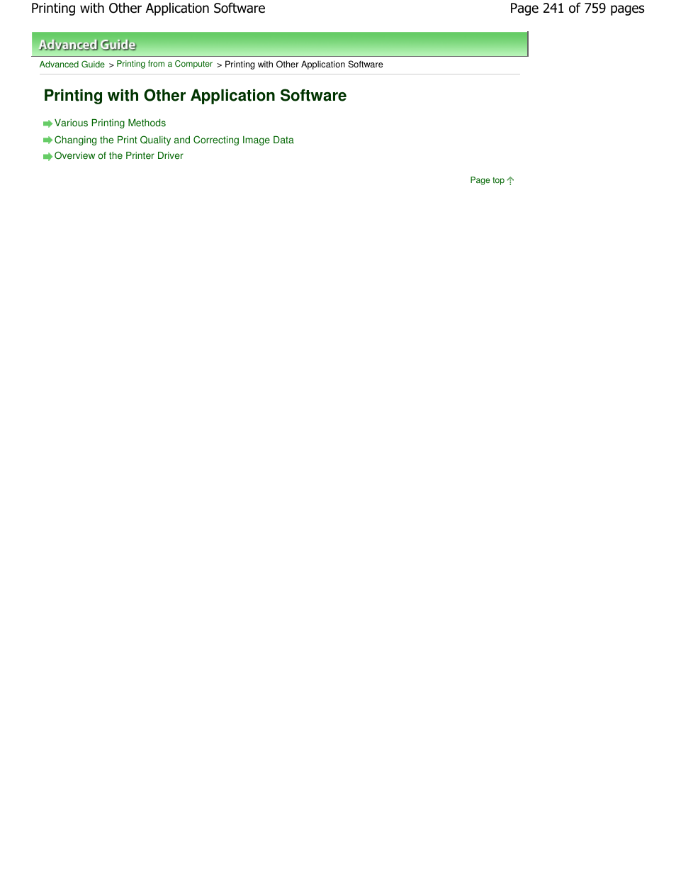 Printing with other application software | Canon mp495 User Manual | Page 241 / 759