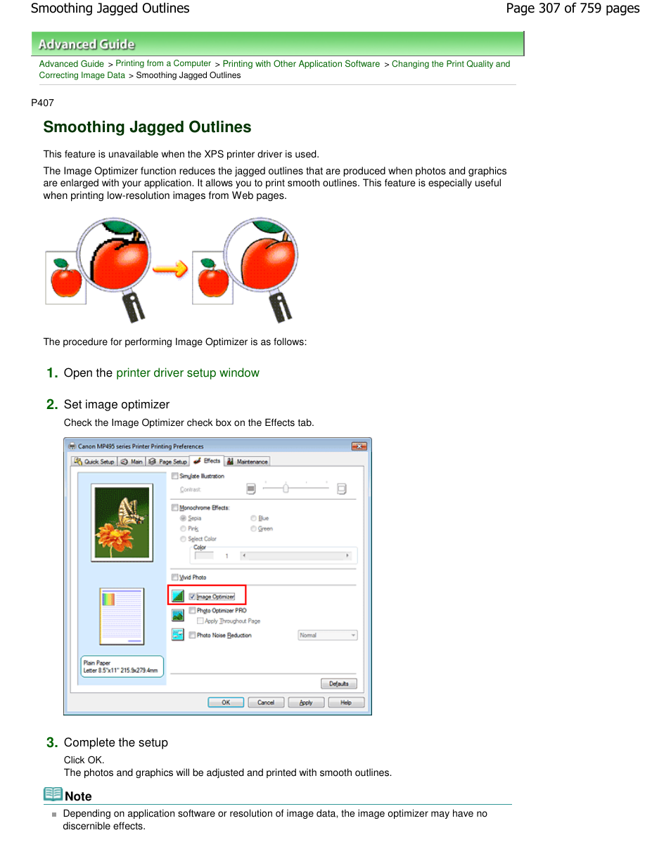 Smoothing jagged outlines | Canon mp495 User Manual | Page 307 / 759