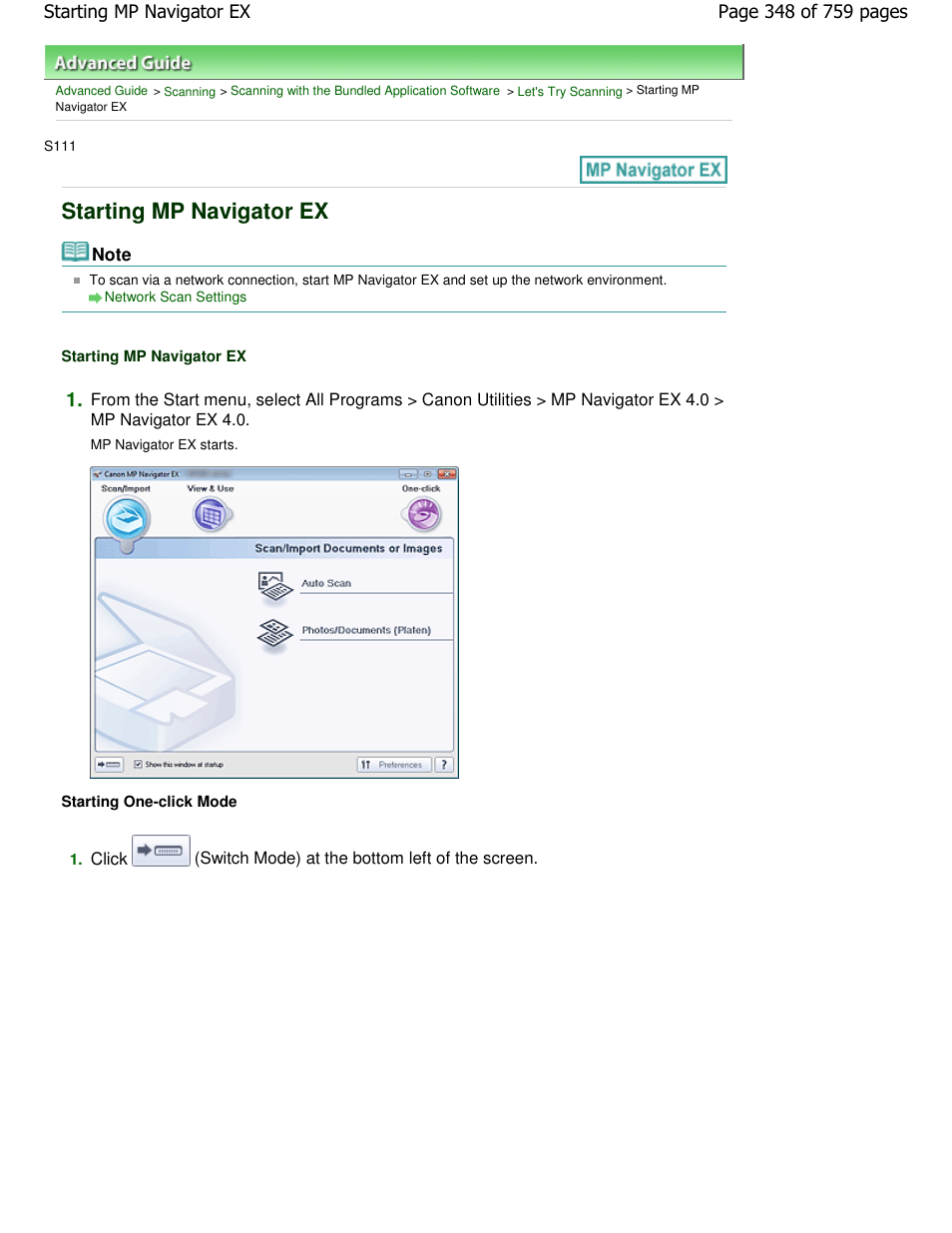 Starting mp navigator ex | Canon mp495 User Manual | Page 348 / 759