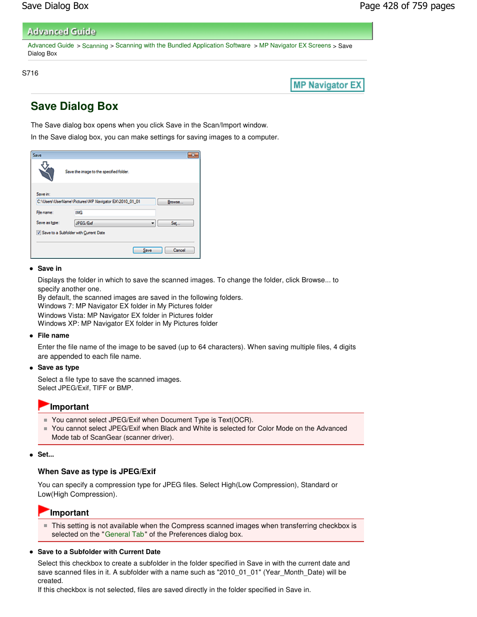 Save dialog box | Canon mp495 User Manual | Page 428 / 759