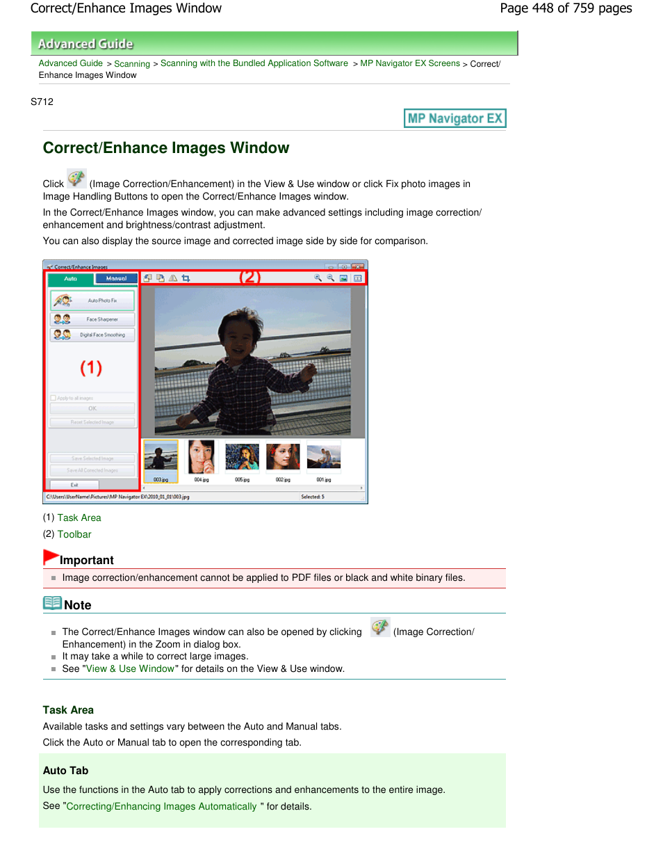 Correct/enhance images window | Canon mp495 User Manual | Page 448 / 759