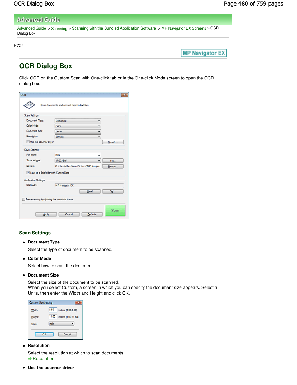Ocr dialog box | Canon mp495 User Manual | Page 480 / 759