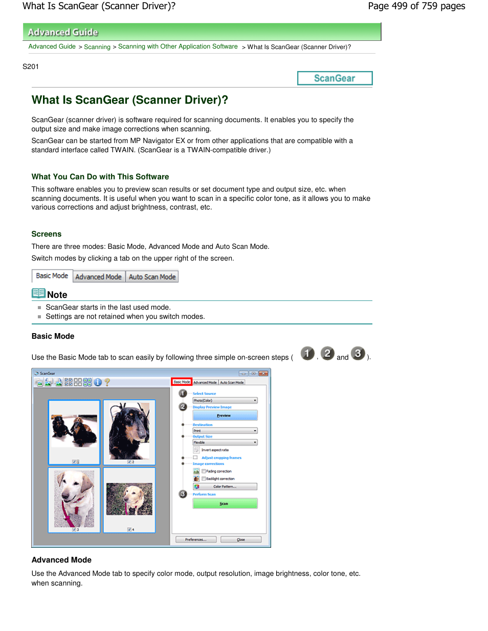 What is scangear (scanner driver) | Canon mp495 User Manual | Page 499 / 759