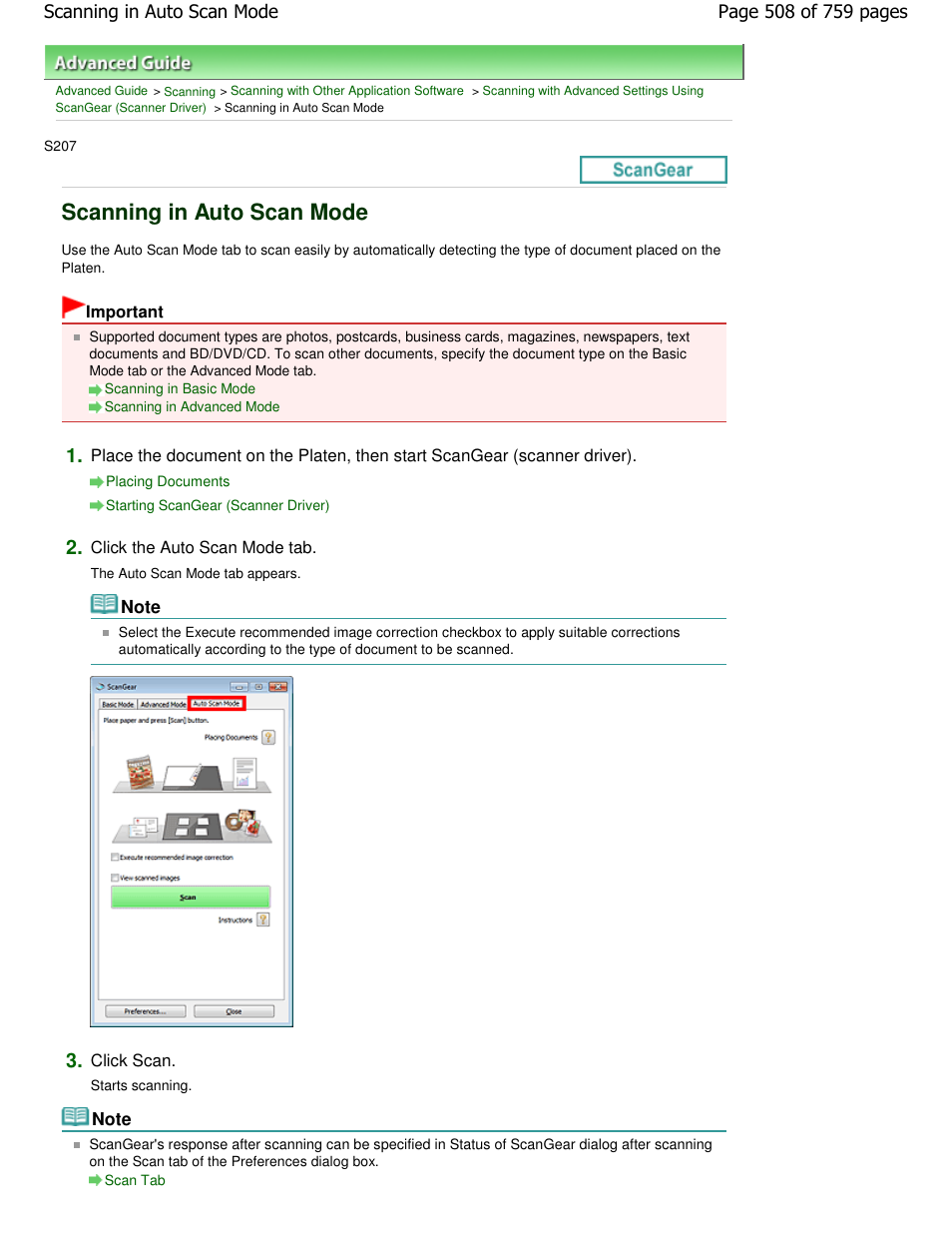Scanning in auto scan mode | Canon mp495 User Manual | Page 508 / 759