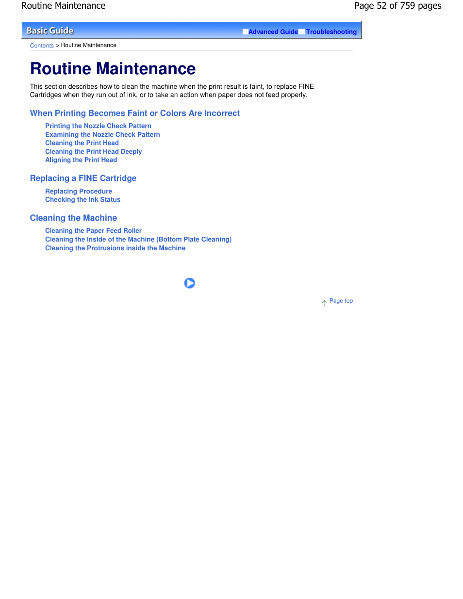 Routine maintenance | Canon mp495 User Manual | Page 52 / 759