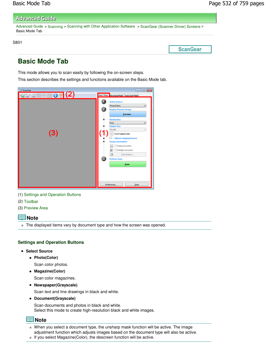 Basic mode tab | Canon mp495 User Manual | Page 532 / 759