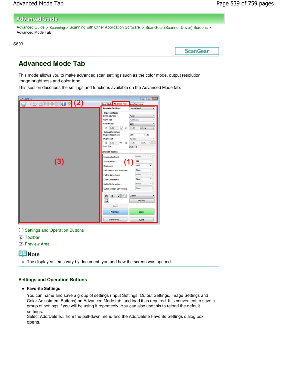 Advanced mode tab | Canon mp495 User Manual | Page 539 / 759