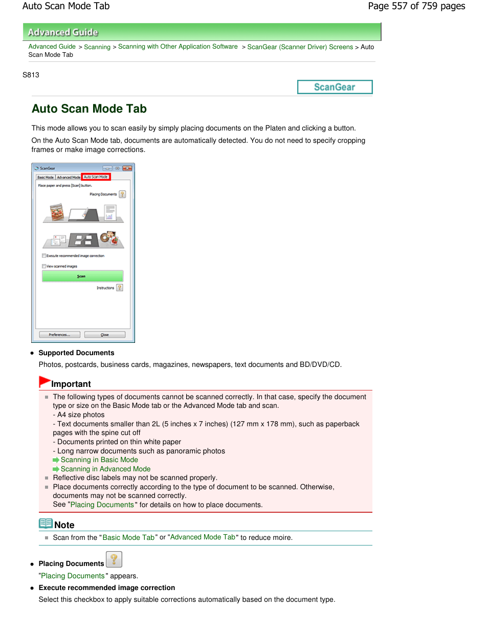 Auto scan mode tab | Canon mp495 User Manual | Page 557 / 759