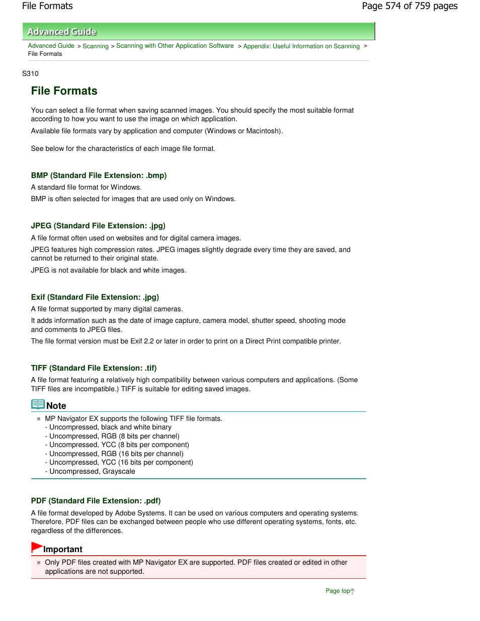 File formats | Canon mp495 User Manual | Page 574 / 759