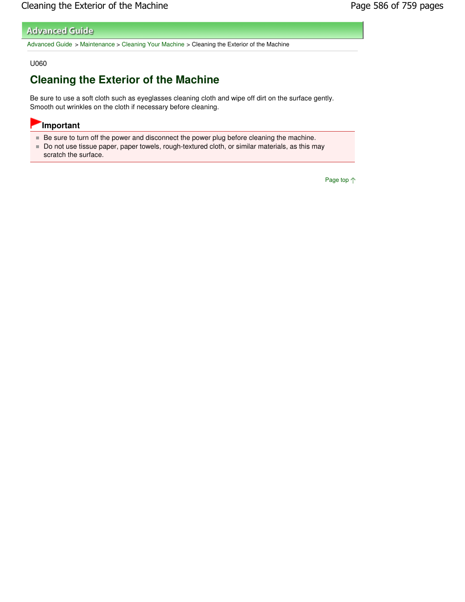 Cleaning the exterior of the machine | Canon mp495 User Manual | Page 586 / 759
