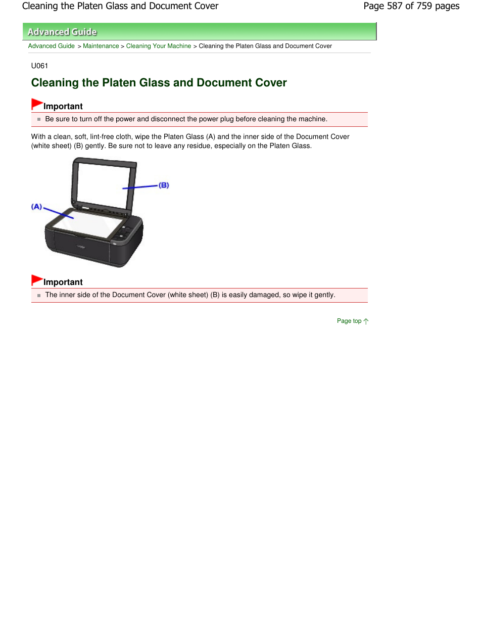 Cleaning the platen glass and document cover | Canon mp495 User Manual | Page 587 / 759