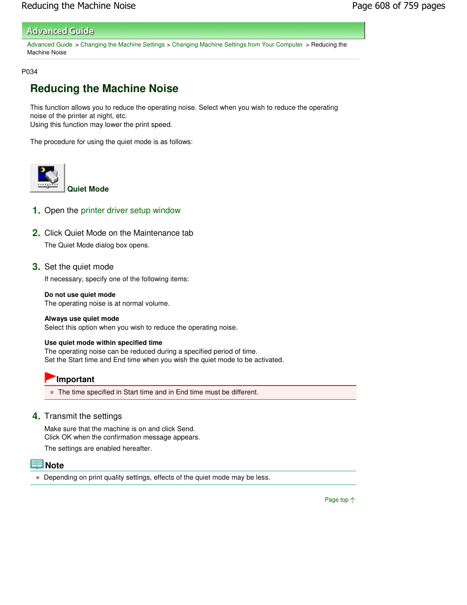Reducing the machine noise | Canon mp495 User Manual | Page 608 / 759