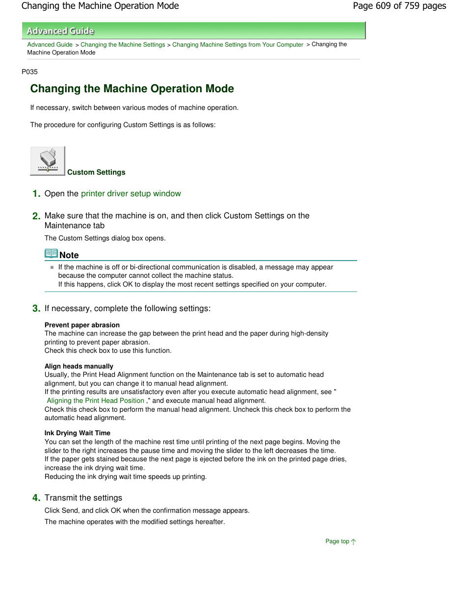 Changing the machine operation mode | Canon mp495 User Manual | Page 609 / 759