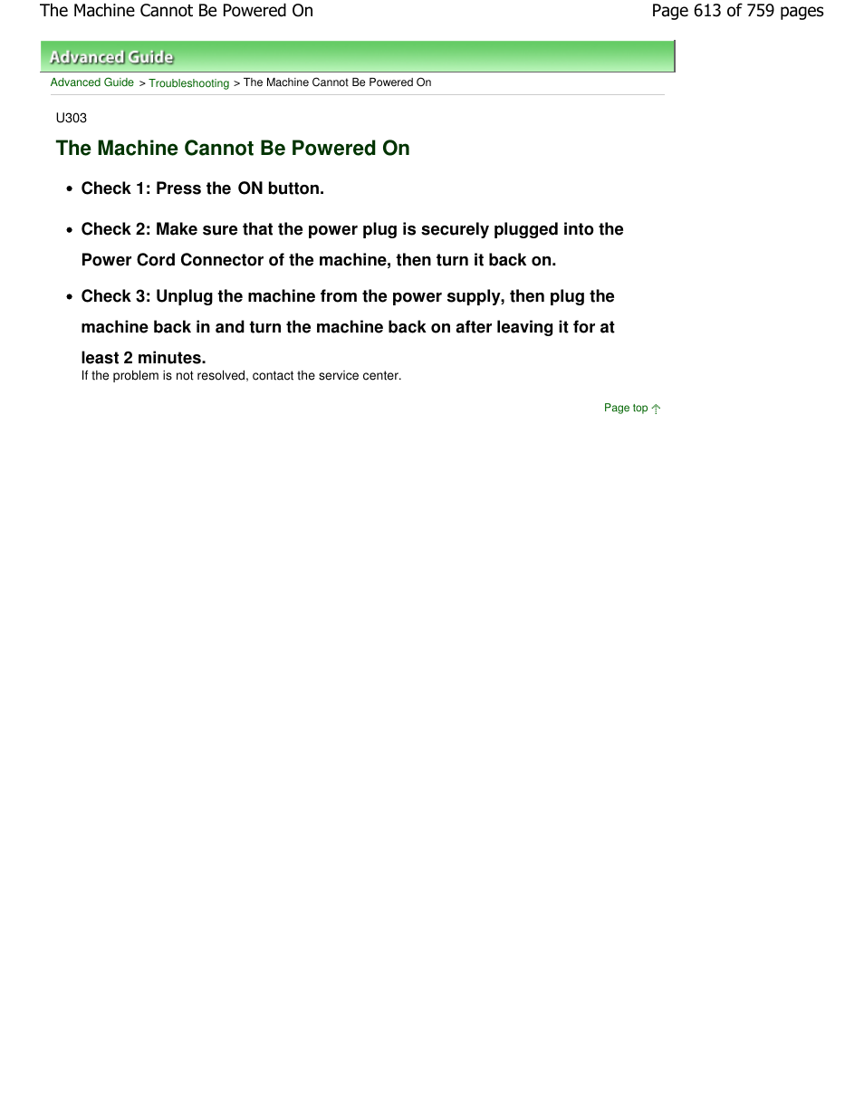 The machine cannot be powered on | Canon mp495 User Manual | Page 613 / 759