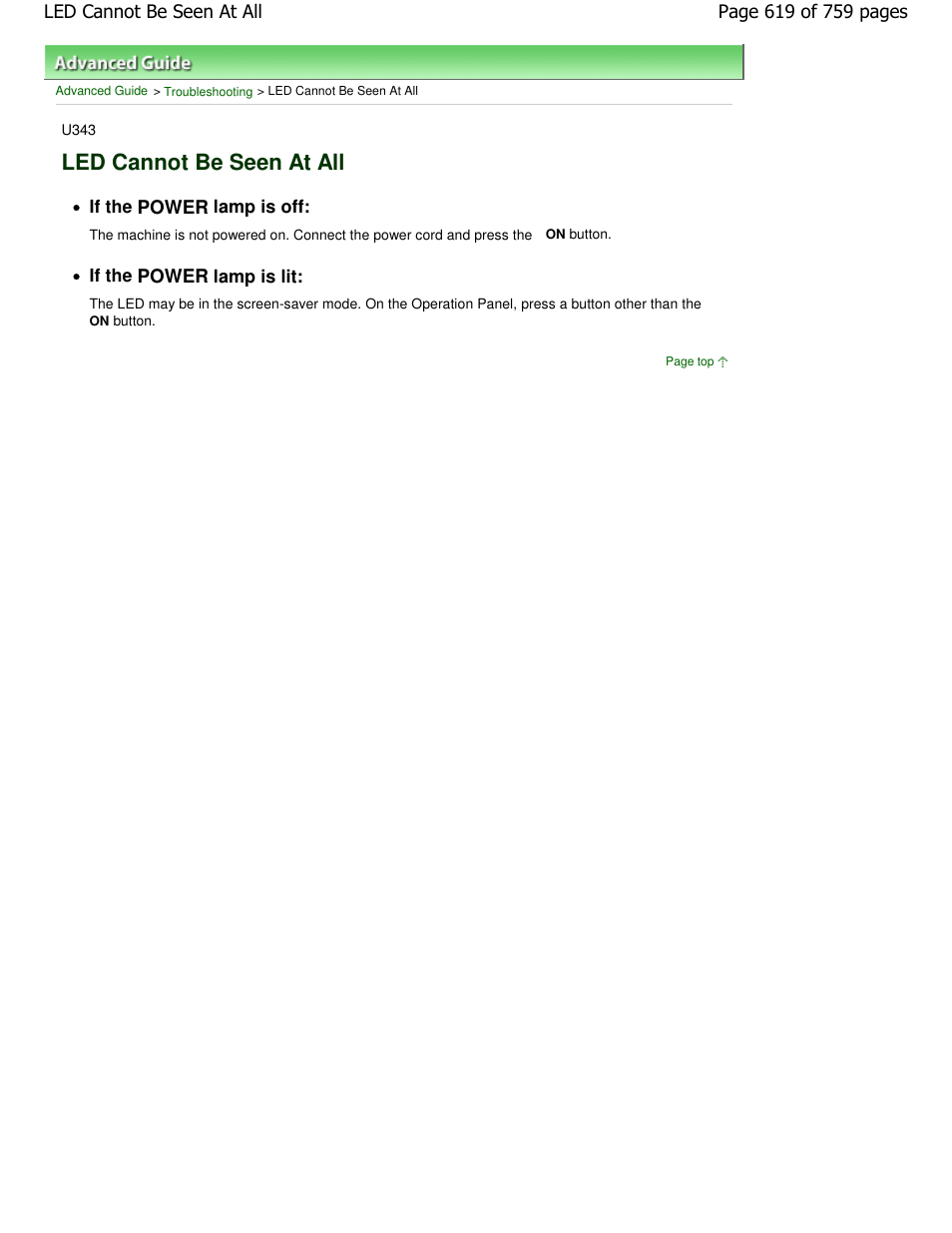 Led cannot be seen at all | Canon mp495 User Manual | Page 619 / 759