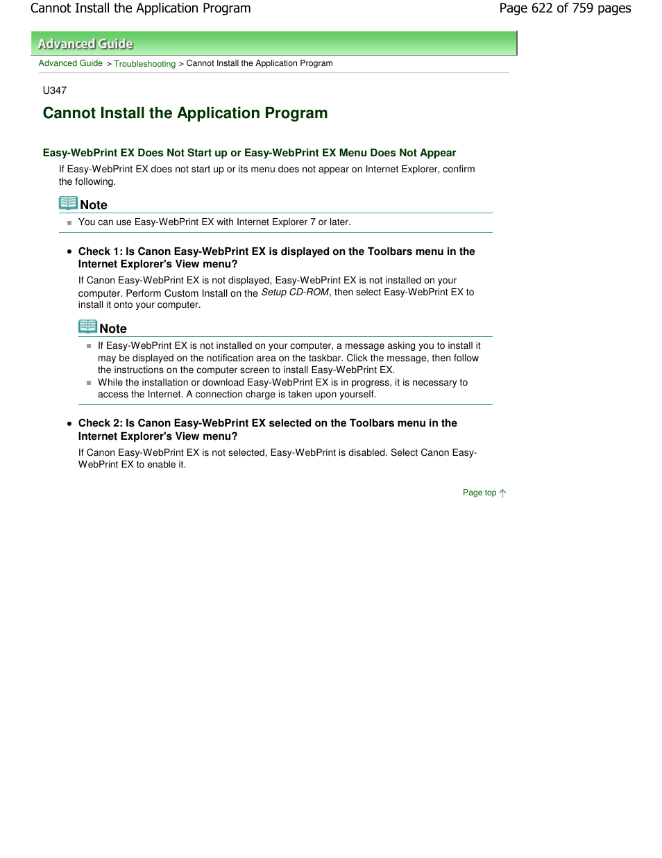 Cannot install the application program | Canon mp495 User Manual | Page 622 / 759