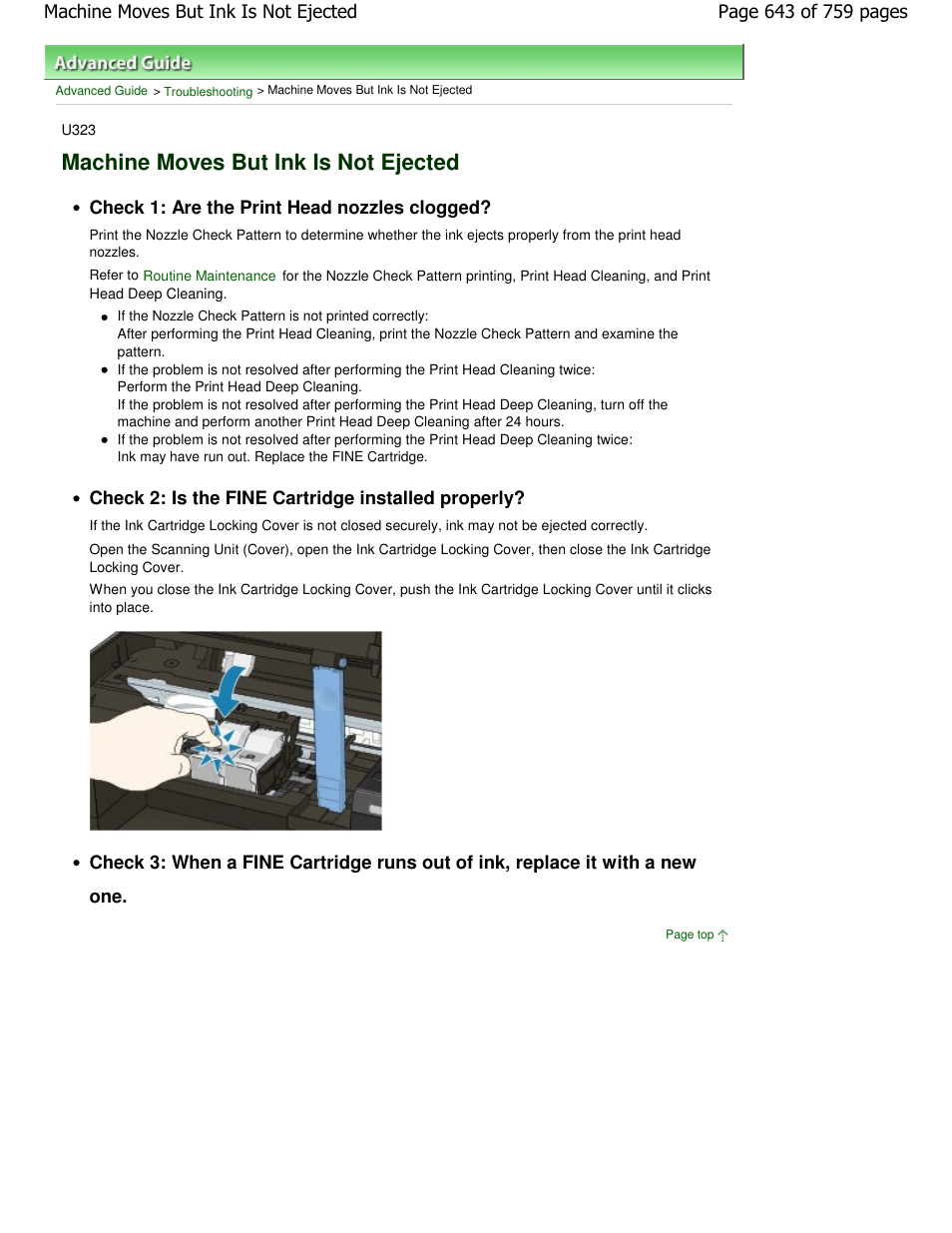 Machine moves but ink is not ejected | Canon mp495 User Manual | Page 643 / 759