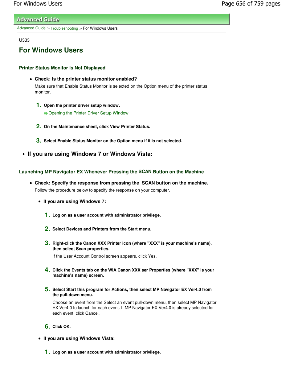 For windows users | Canon mp495 User Manual | Page 656 / 759