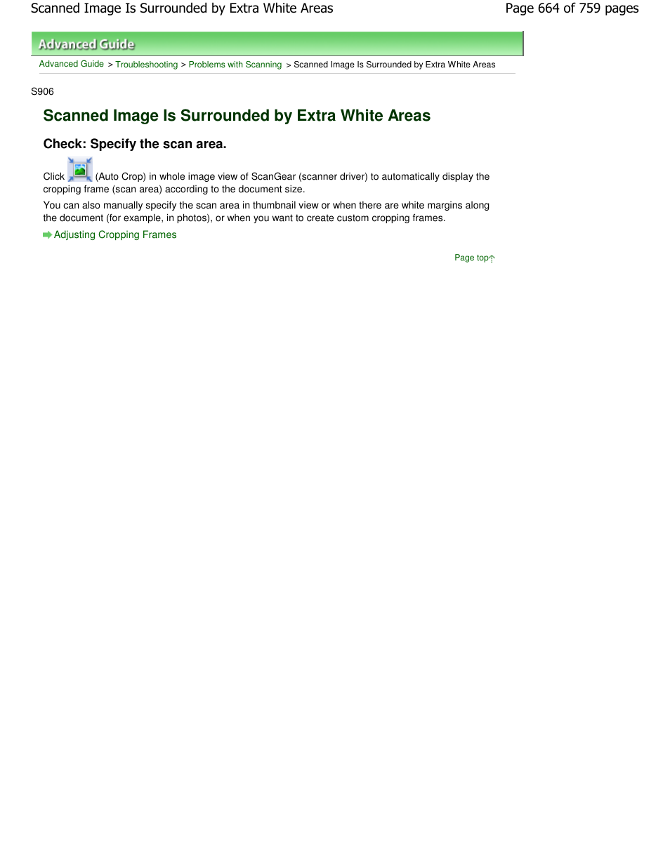 Scanned image is surrounded by extra white areas, Check: specify the scan area | Canon mp495 User Manual | Page 664 / 759