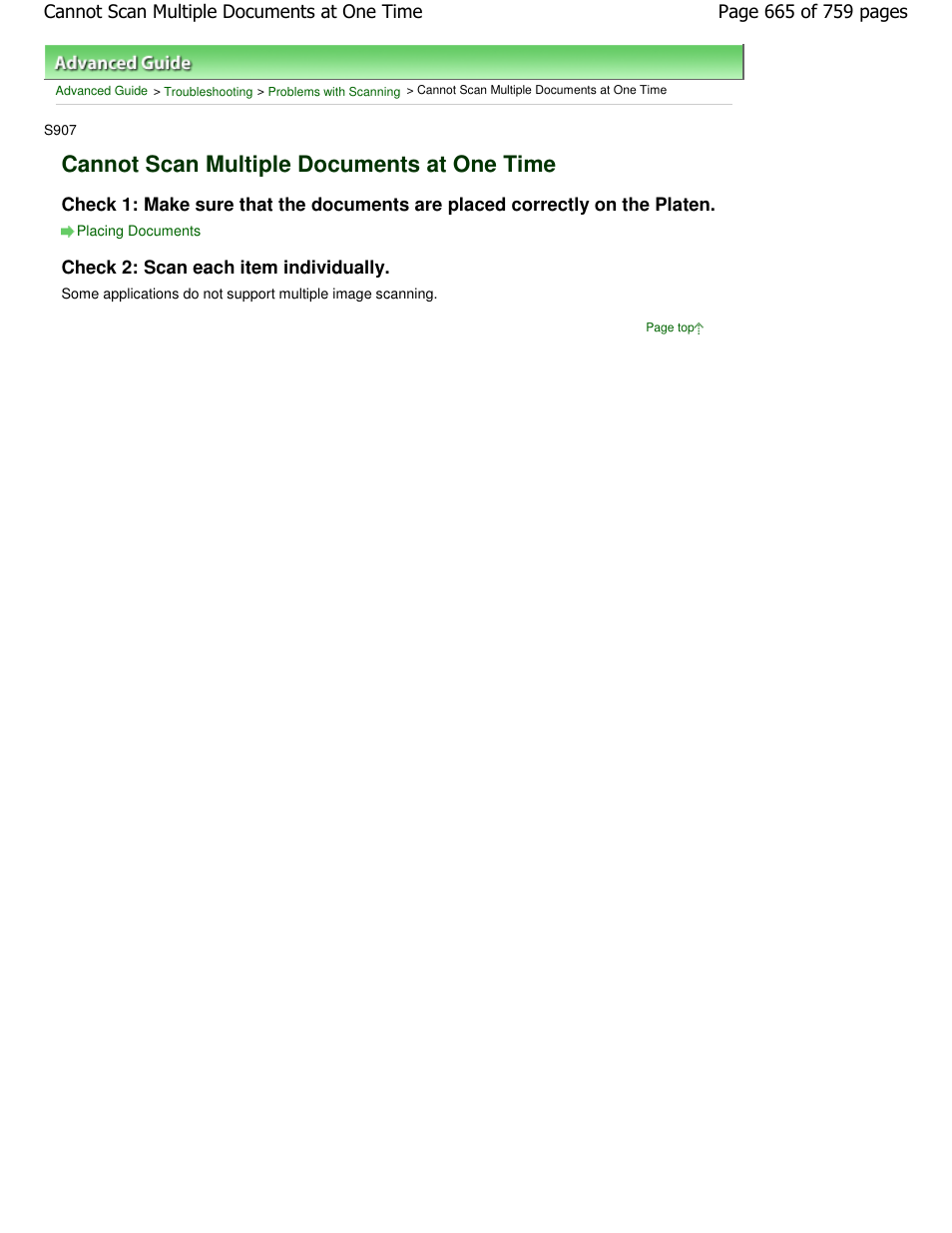 Cannot scan multiple documents at one time | Canon mp495 User Manual | Page 665 / 759