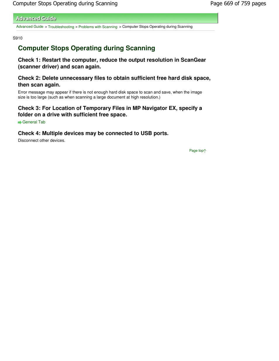 Computer stops operating during scanning | Canon mp495 User Manual | Page 669 / 759