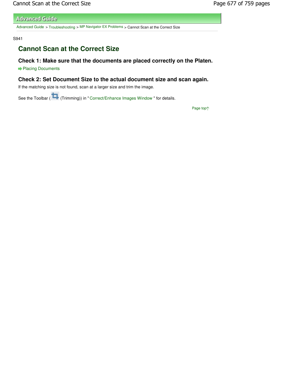 Cannot scan at the correct size | Canon mp495 User Manual | Page 677 / 759