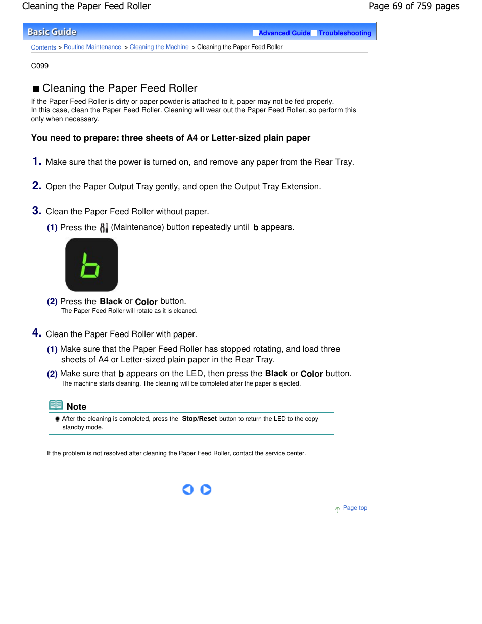 Cleaning the paper feed roller | Canon mp495 User Manual | Page 69 / 759