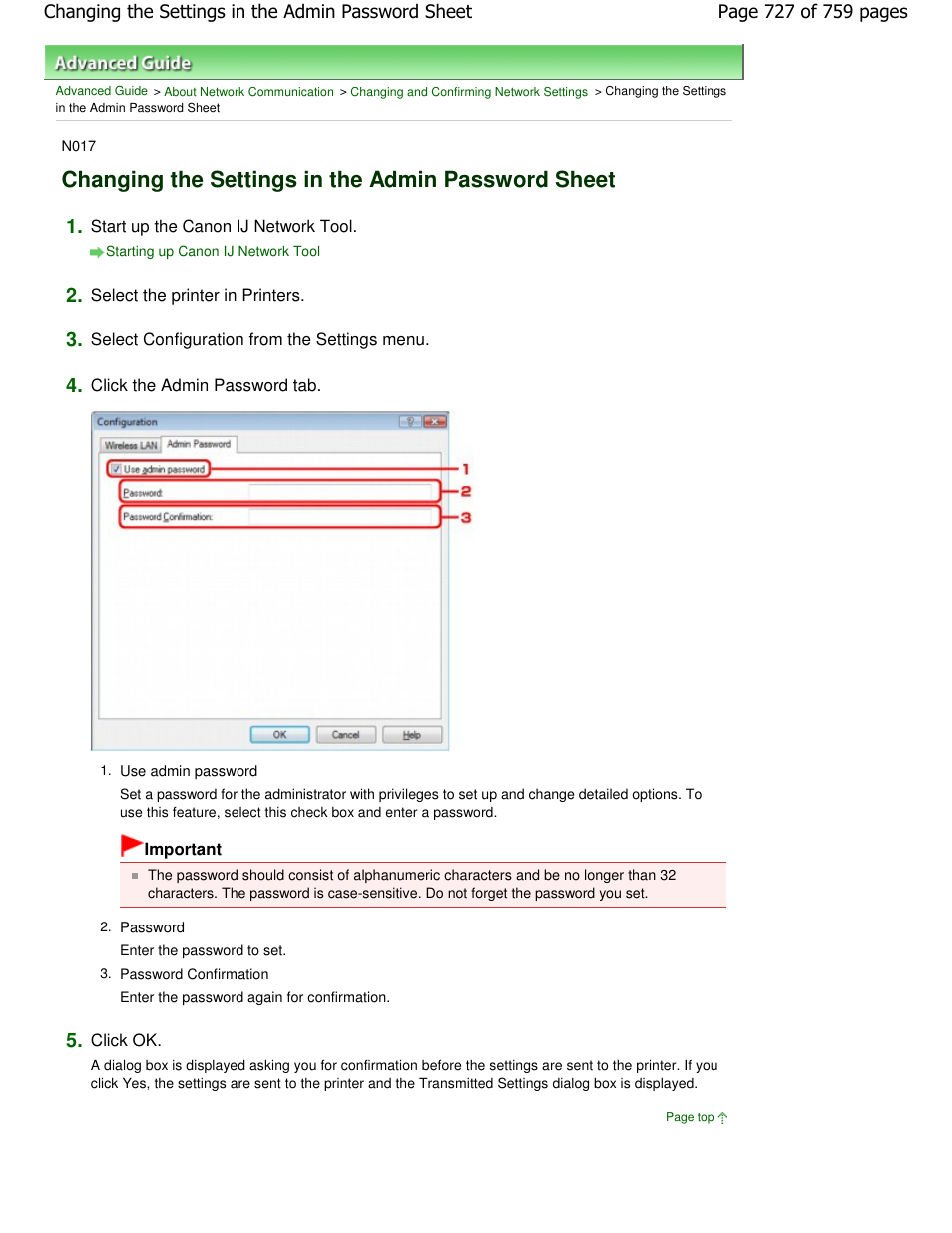 Changing the settings in the admin password sheet | Canon mp495 User Manual | Page 727 / 759