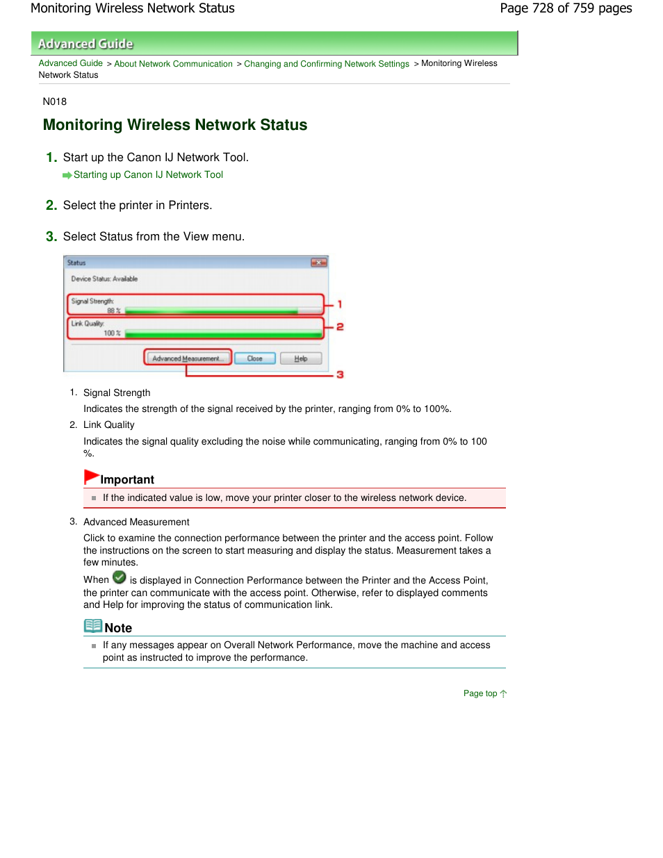 Monitoring wireless network status | Canon mp495 User Manual | Page 728 / 759