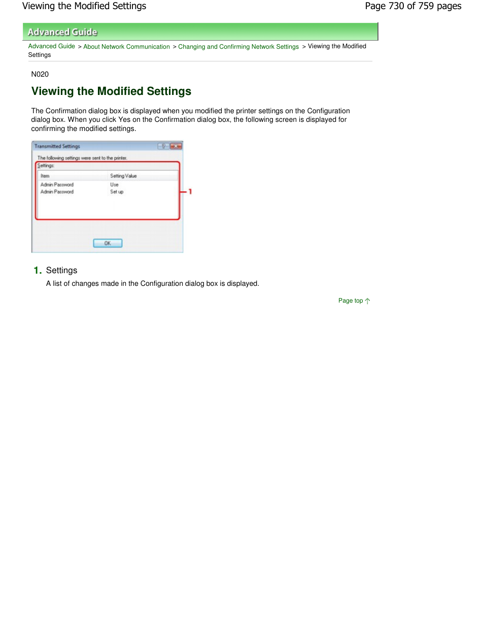 Viewing the modified settings | Canon mp495 User Manual | Page 730 / 759