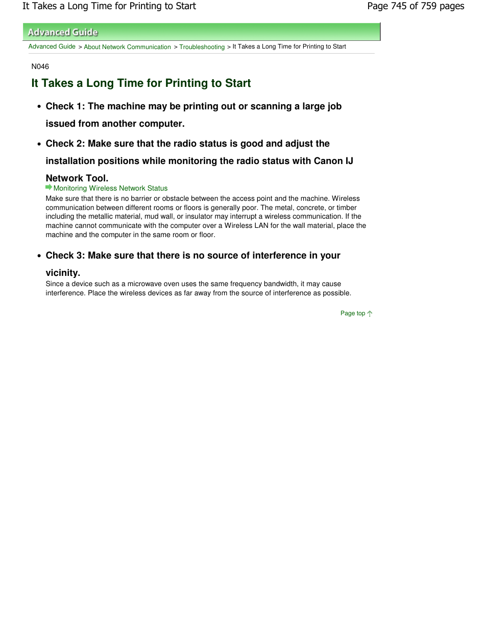 It takes a long time for printing to start | Canon mp495 User Manual | Page 745 / 759