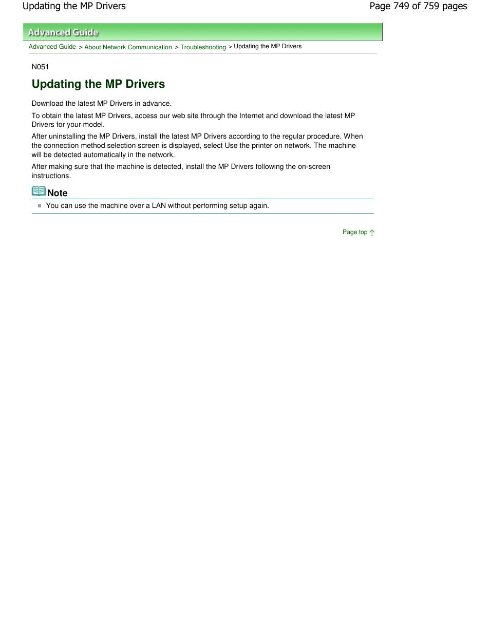 Updating the mp drivers | Canon mp495 User Manual | Page 749 / 759