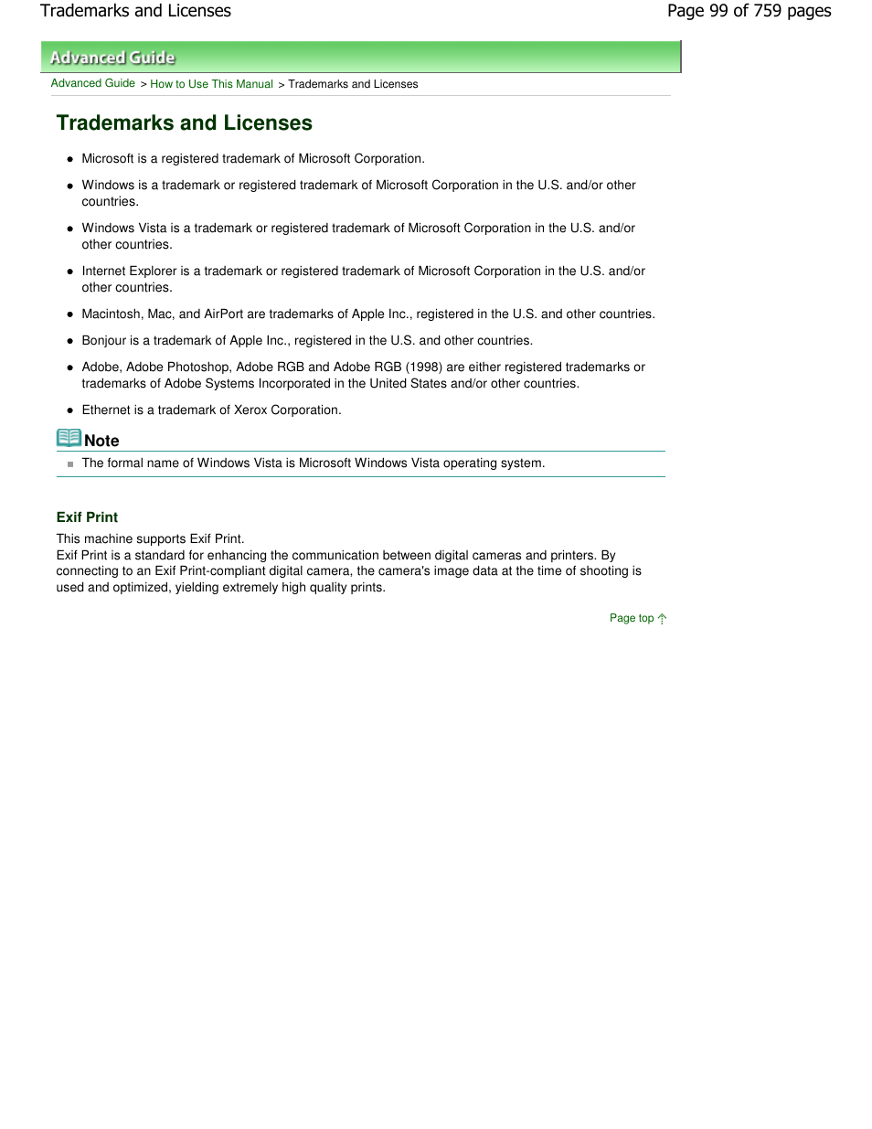 Trademarks and licenses | Canon mp495 User Manual | Page 99 / 759