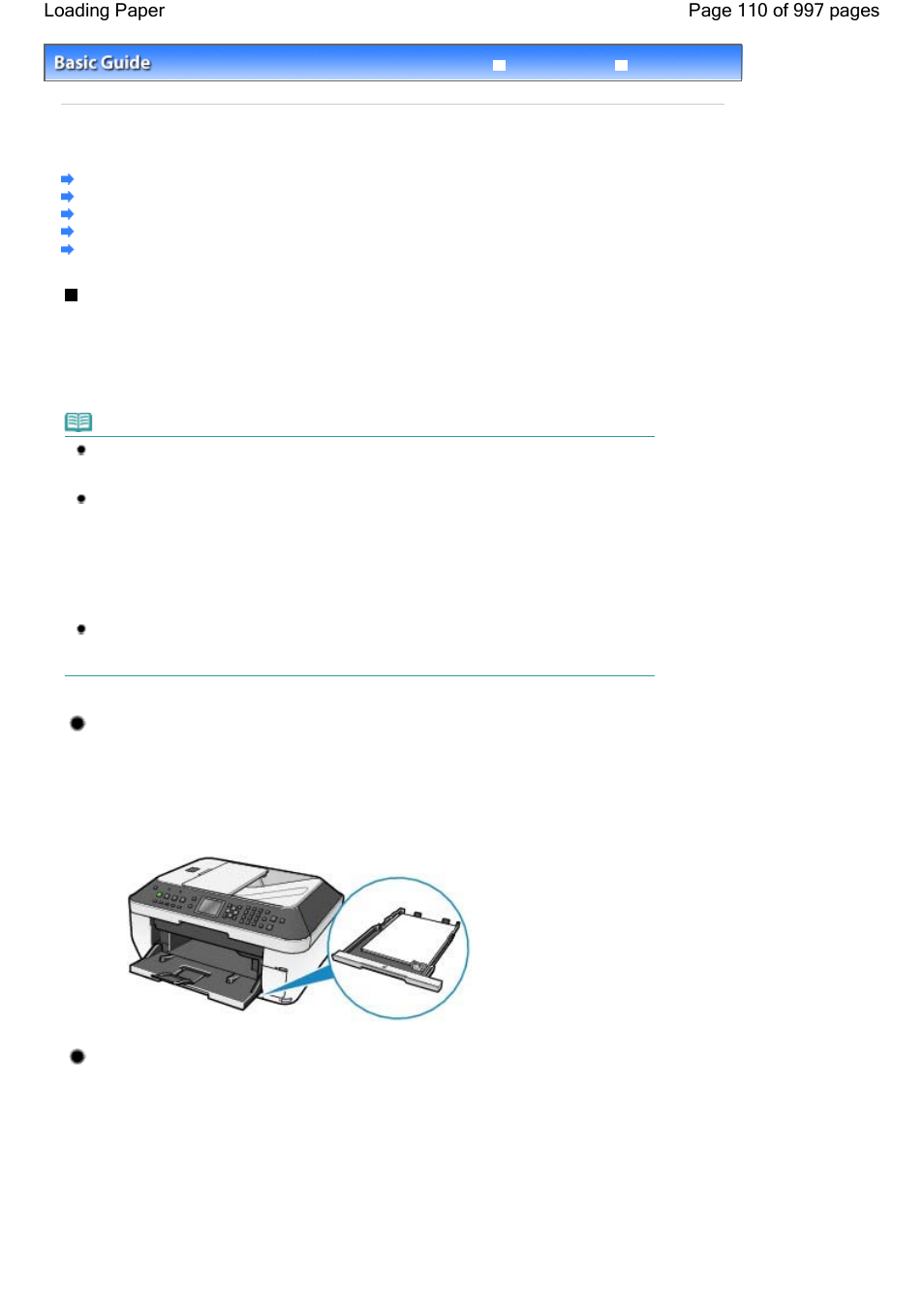 Loading paper, Paper source to load paper, Loading plain paper in the cassette | Loading photo paper in the rear tray | Canon mx860 User Manual | Page 110 / 997