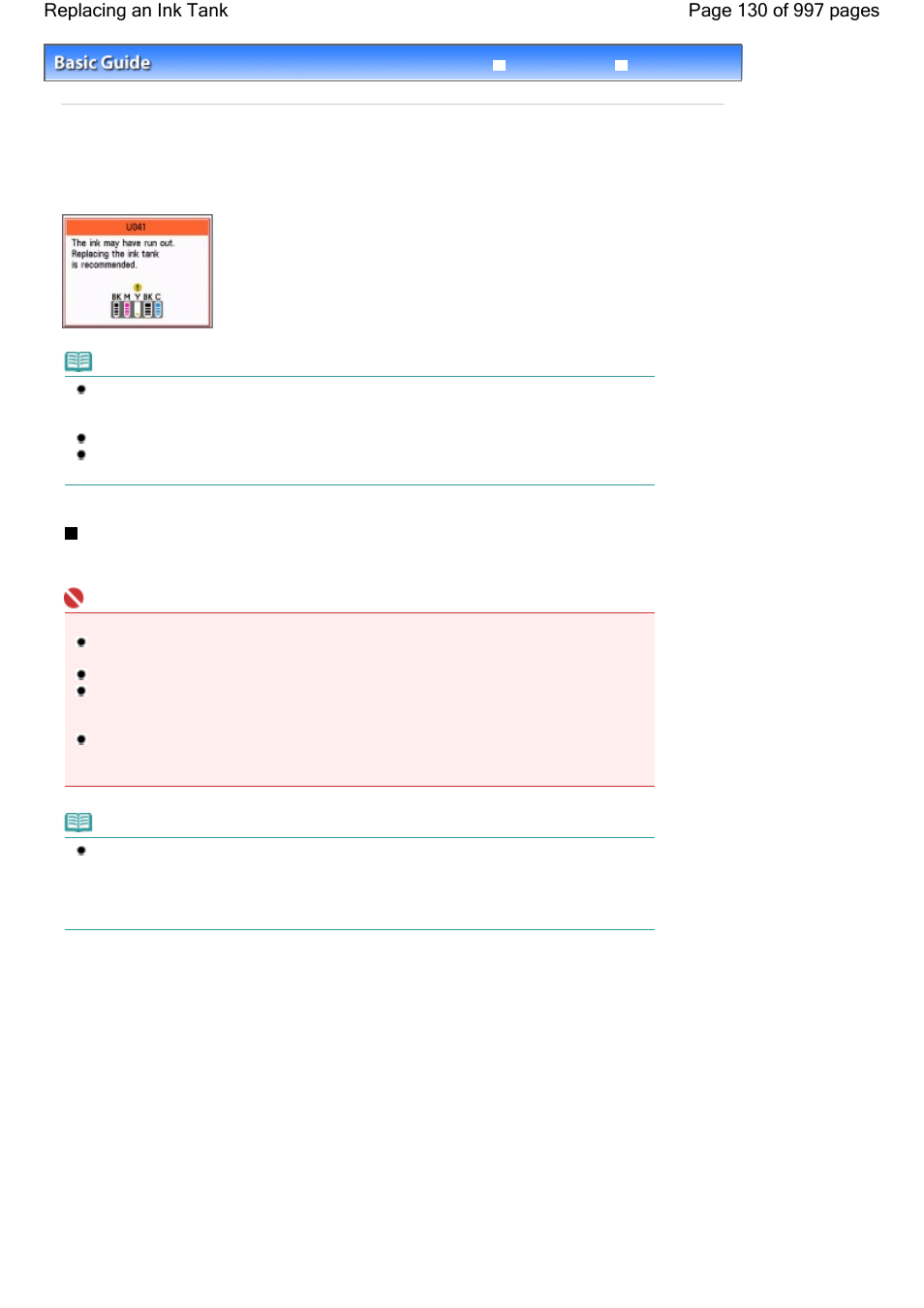 Replacing an ink tank, Replacing procedure | Canon mx860 User Manual | Page 130 / 997