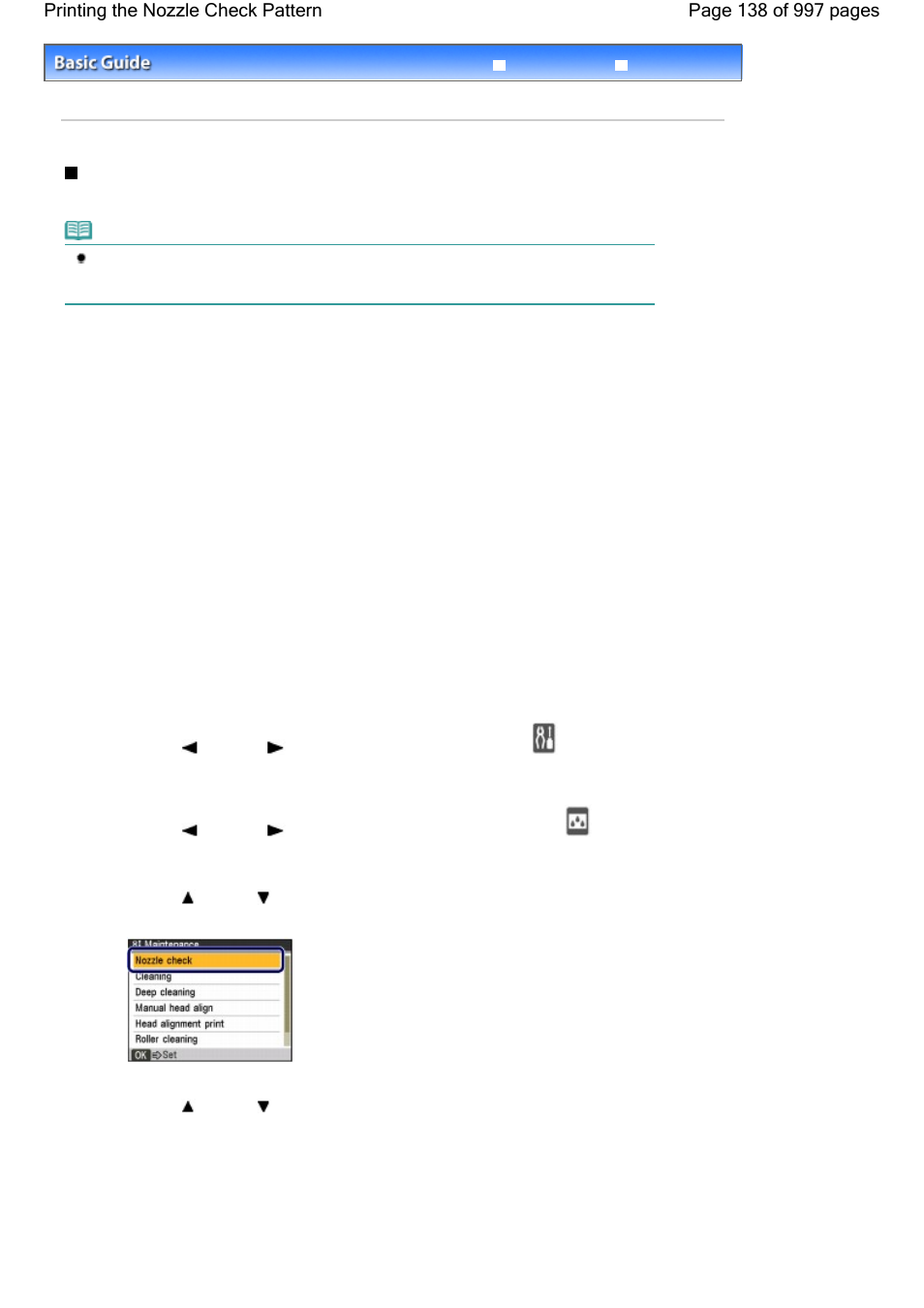 Printing the nozzle check pattern | Canon mx860 User Manual | Page 138 / 997