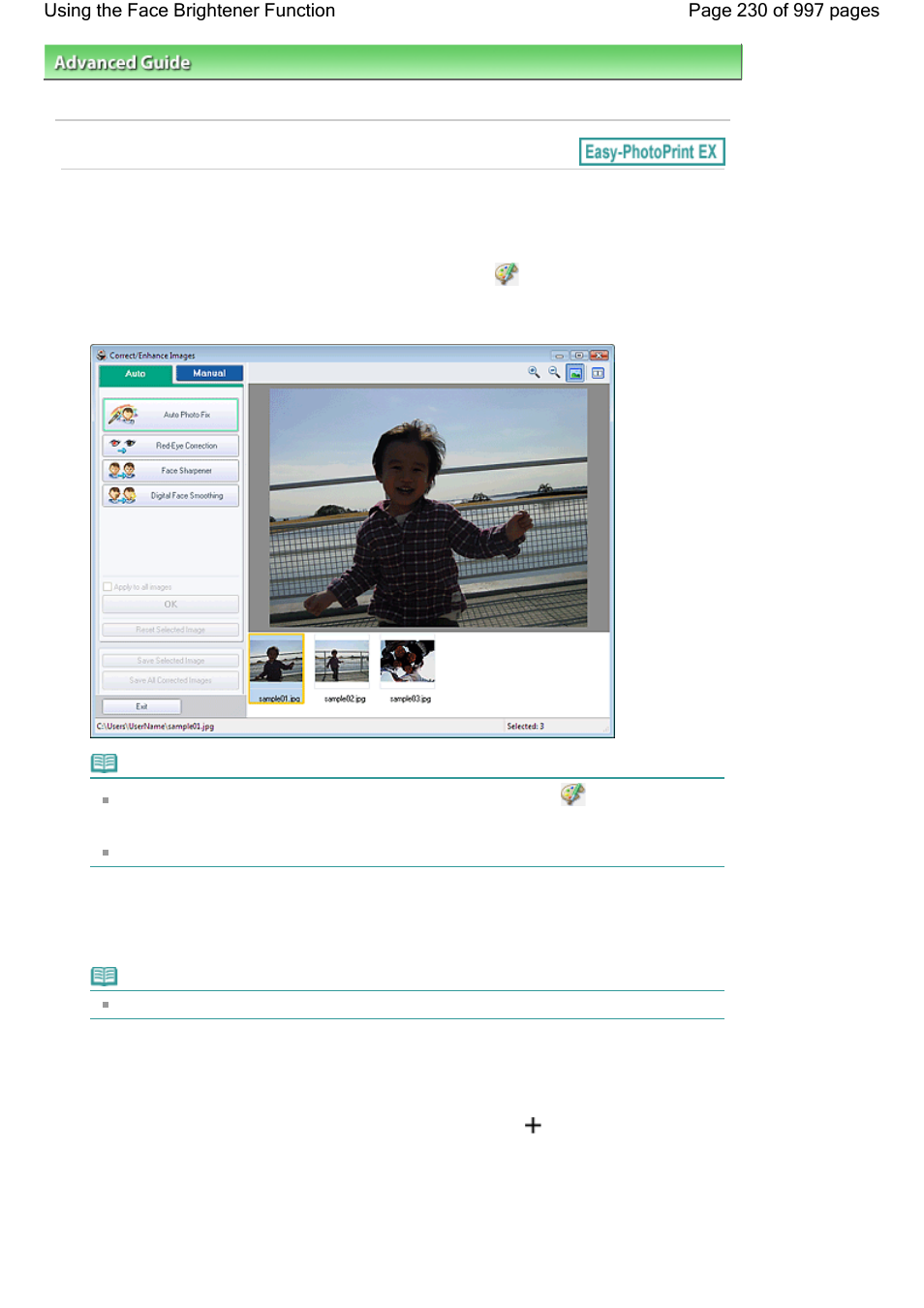 Using the face brightener function | Canon mx860 User Manual | Page 230 / 997