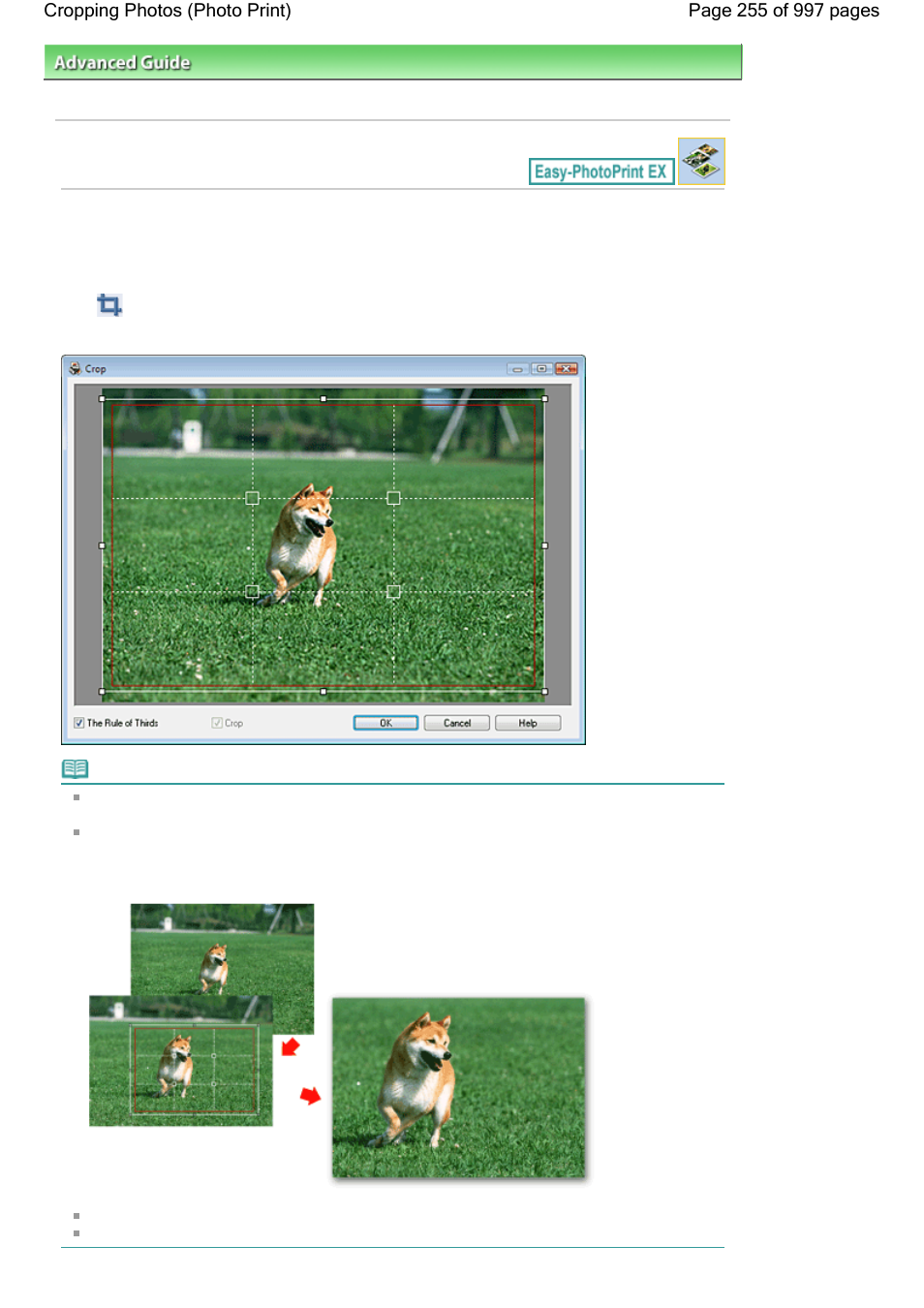 Cropping photos (photo print) | Canon mx860 User Manual | Page 255 / 997