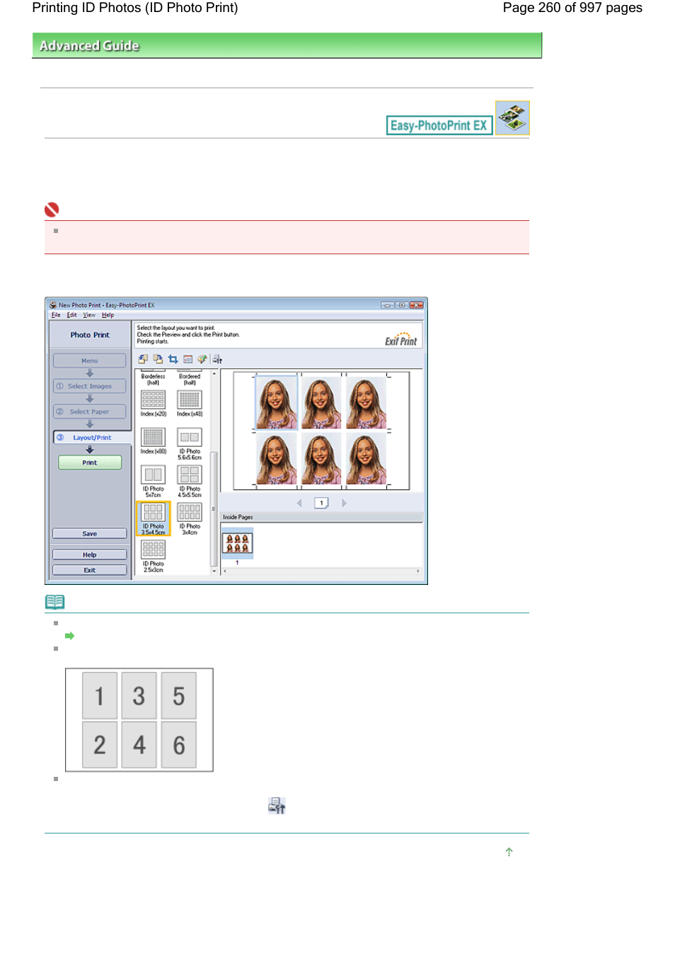 Printing id photos (id photo print) | Canon mx860 User Manual | Page 260 / 997