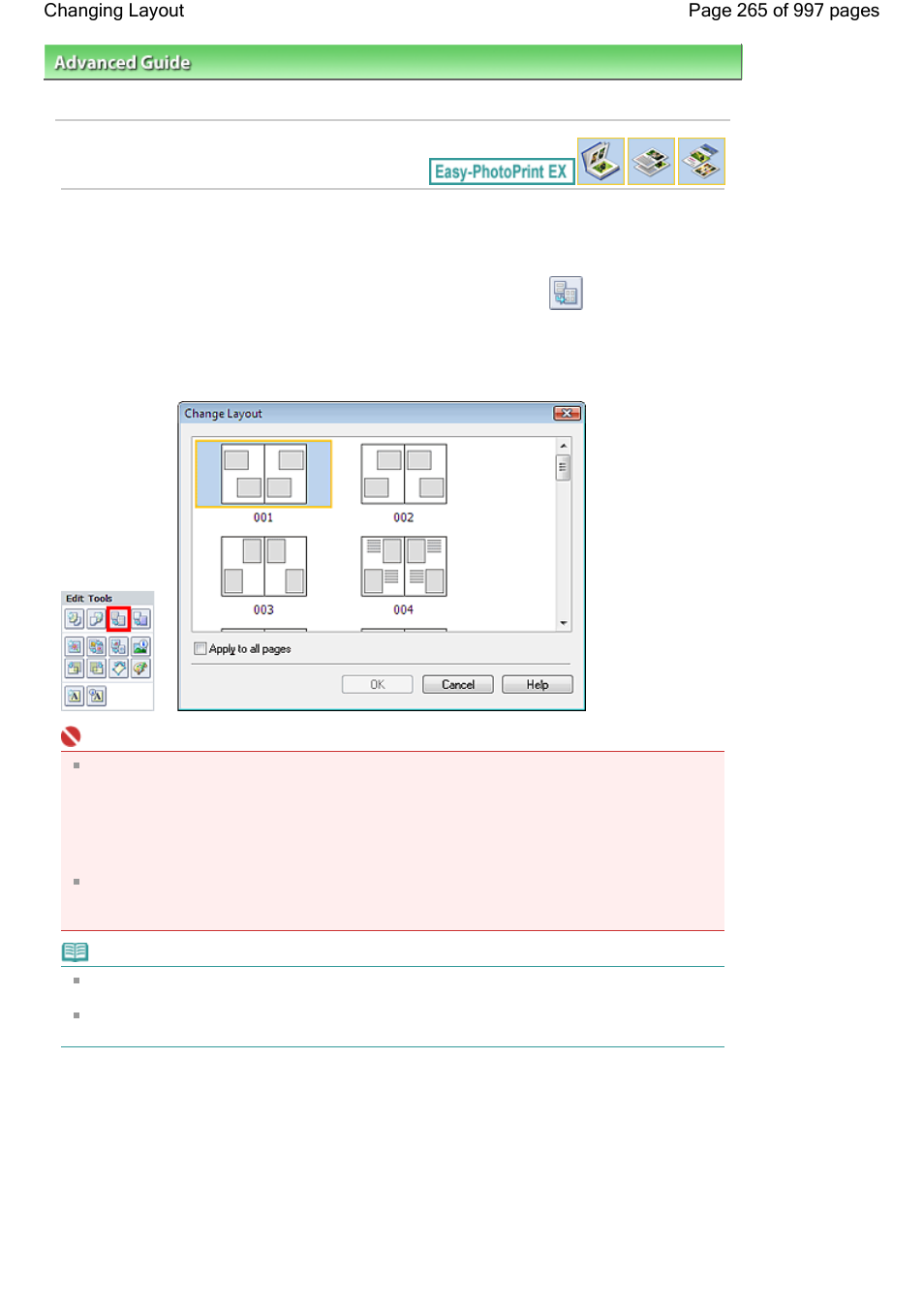 Changing layout | Canon mx860 User Manual | Page 265 / 997