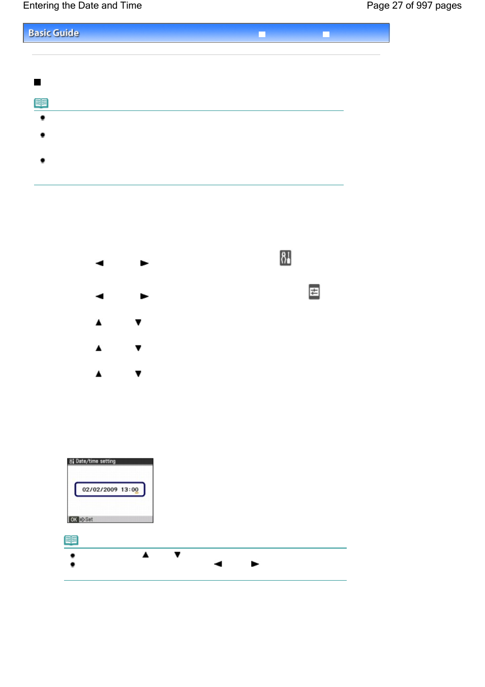 Entering the date and time | Canon mx860 User Manual | Page 27 / 997