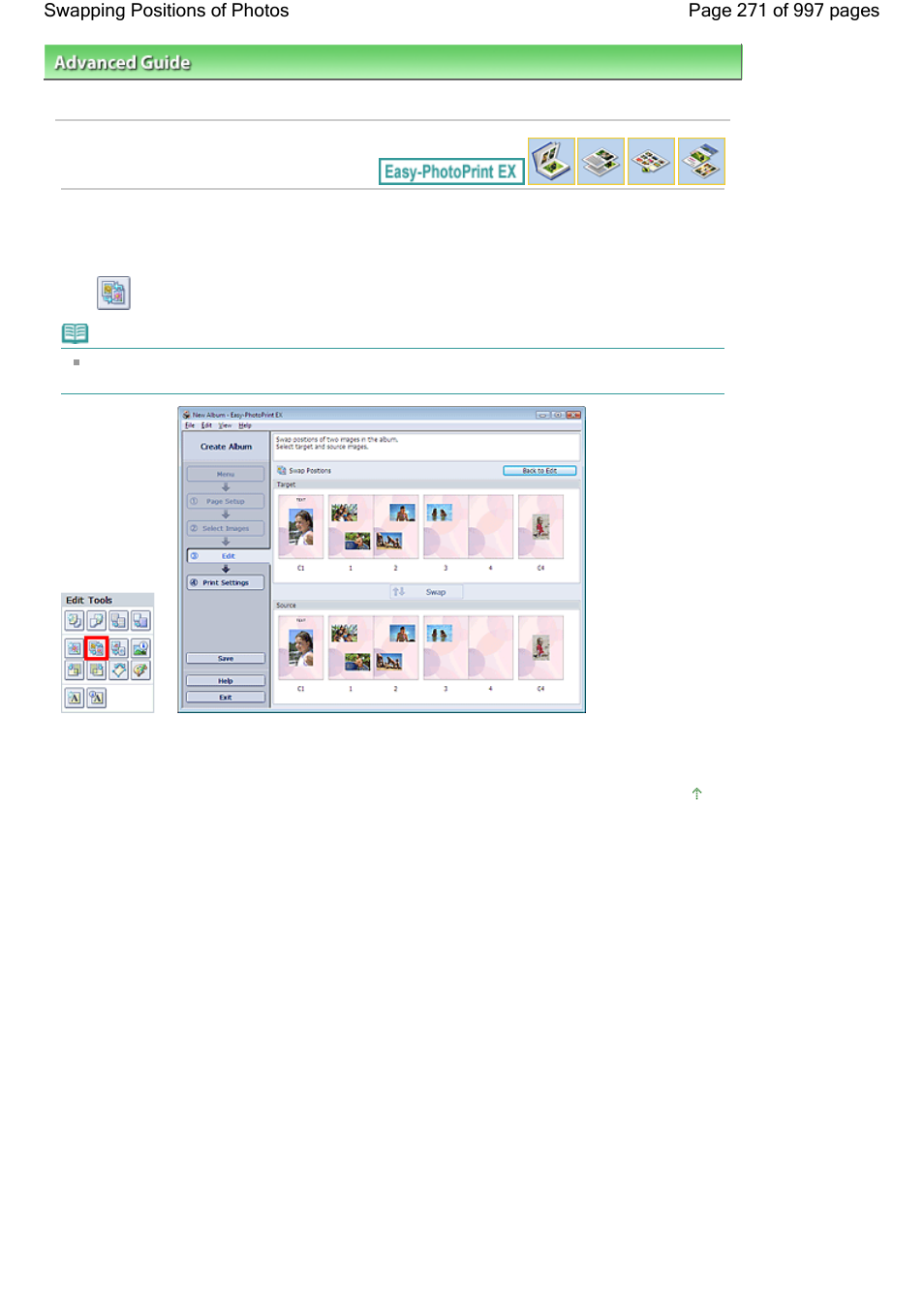 Swapping positions of photos | Canon mx860 User Manual | Page 271 / 997