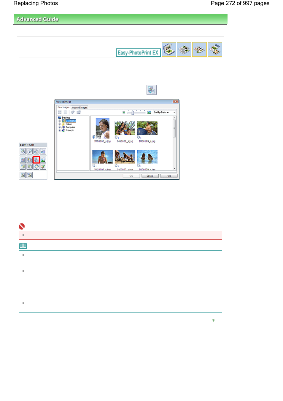 Replacing photos | Canon mx860 User Manual | Page 272 / 997