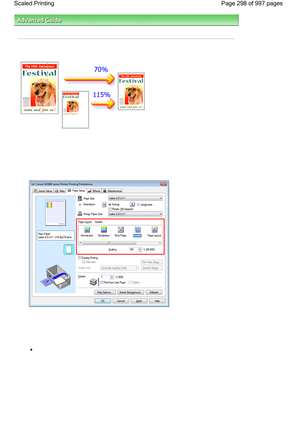 Scaled printing | Canon mx860 User Manual | Page 298 / 997