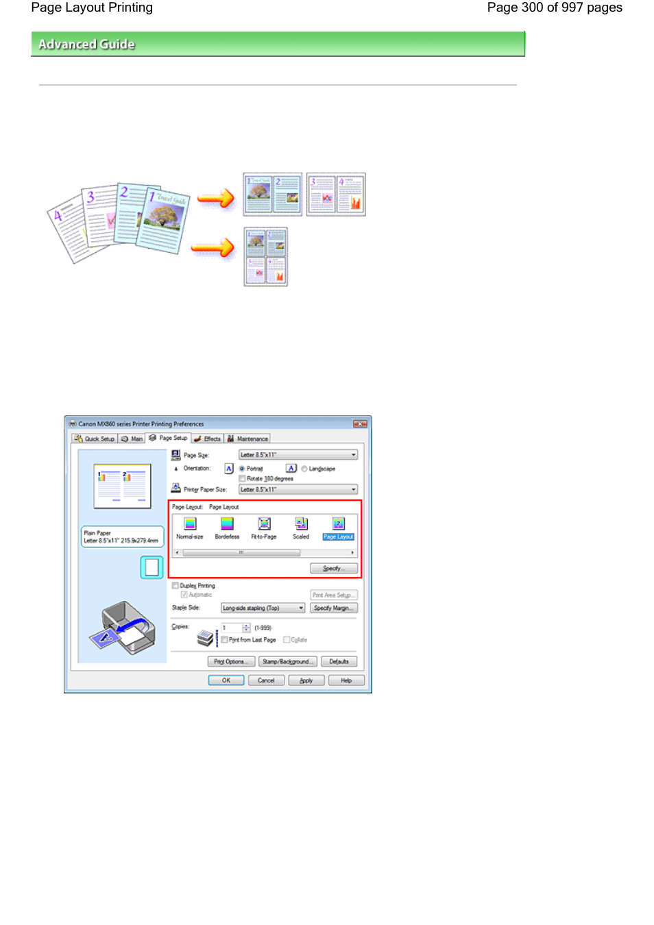 Page layout printing | Canon mx860 User Manual | Page 300 / 997