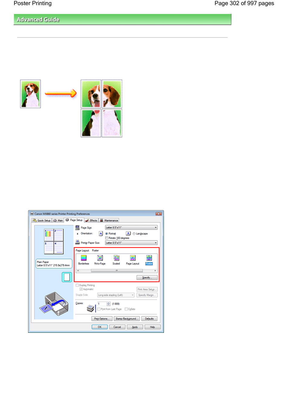 Poster printing | Canon mx860 User Manual | Page 302 / 997